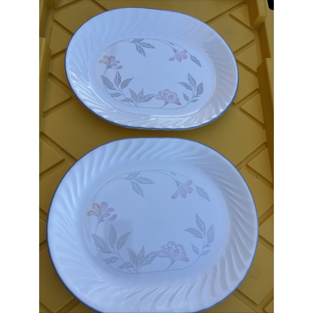 Corning Corelle Impressions PINK TRIO 12" x 10" Serving Platter Swirl Edge Set/2